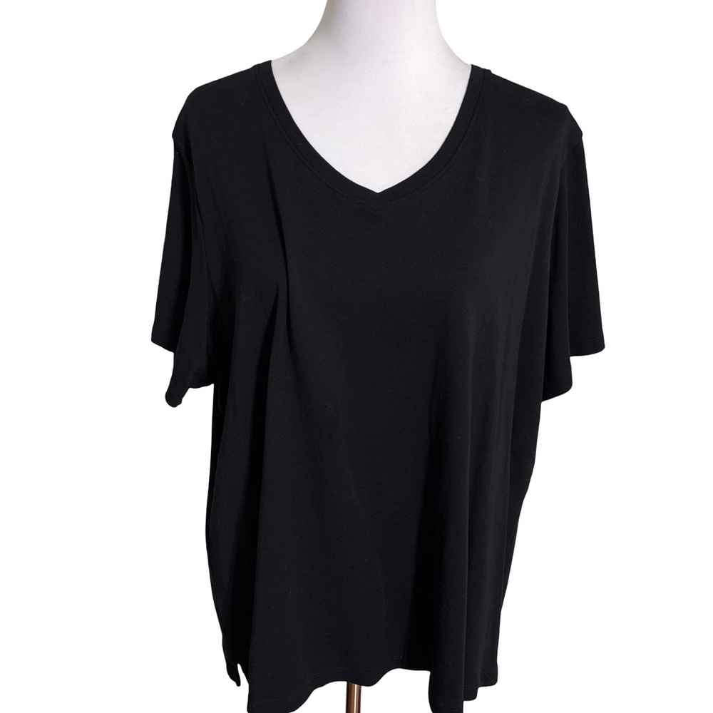 Kim Rogers Black V Neck Short Sleeve Top